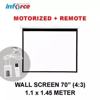 Wall Screen Projector Motorized + Remote 70 4:3 / Layar Inforce