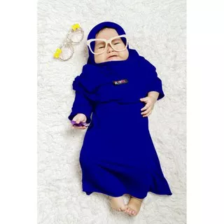 Setelan Gamis Bayi Polos Jersey Gamis Hijab Umur 0 3 4 5 6 7 9 12 Bulan Perempuan 1 2 Tahun Newborn