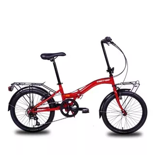 Sepeda Lipat United Stylo FB Remaja-Dewasa 20 Inci Steel 5 Speed V-Brake Folding Bike w F/R Carrier