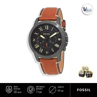 Jam Tanngan Fossil Pria FS5241 FS 5241 Grant Chronograph Luggage Leather Strap Original