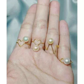 Cincin Korea Mutiara Laut Akoya Asli | Cincin Emas Mutiara