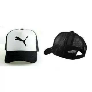 TOPI TRUCKER PUMA HITAM PUTIH