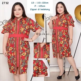 Cheongsam batik jumbo / dress cheongsam cny qipao batik / dress batik merah jumbo bug size mura 2732