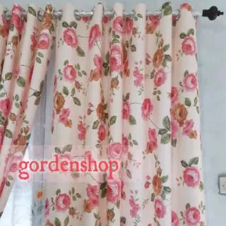 gorden blackout shabby chic flower pink biru hijau ungu