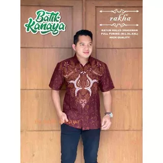 Original Batik Kanaya - RAKHA batik pria lengan pendek full furing bahan katun by kanaya