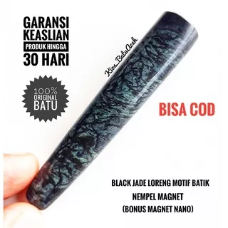 Pipa Rokok Batu Black Jade Loreng Aceh Motif Batik Bulat Pipih