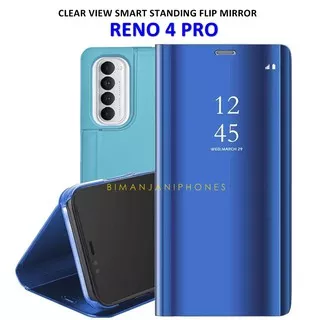 Reno 4F - Reno 4 - Reno 4 Pro Clear View Smart Standing Cover Flip Case Mirror