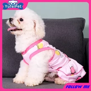 ??YUFeiPet?? Dog Summer Clothes Princess Dress Miniskirt Lovely Korean Printing Thin Section of Small and Medium Dog Cat Clothing