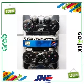 Gamepad Double Hitam E-Smile PC Dual Shock Controller USB