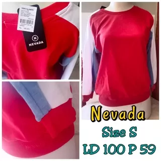 Nevada S Original sweater Kaos atasan wanita lengan panjang perempuan remaja merah kaos ori