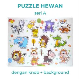 puzzle knob hewan  / farm / Puzzle kayu anak / puzzle binatang / mainan edukasi