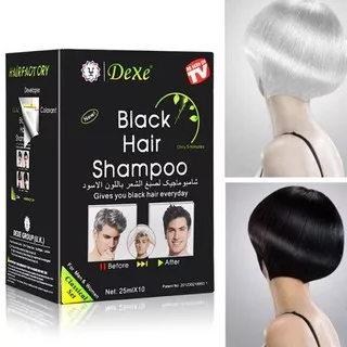 Jual Dexe Instant Hair Dye Coloring Shampoo - Black (25Ml X 10 Sachets) Kode Produk 1026