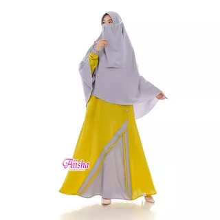 Gamis Syar`i Polos Bahan Wolfis Fatiyya Syar`i Set Hijab Dan Free Cadar Original Aiisha