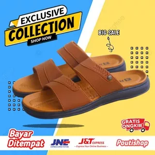 Sandal Kulit Asli Pria Casual Sendal Cowok Laki Laki Fladeo Kasual Dewasa Slide Slop Original Keren