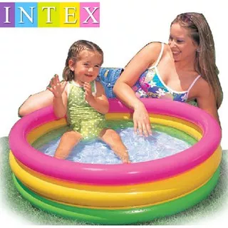 Kolam Anak Pelangi INTEX 3 ring / Baby Pool  86 x 25 cm / Kolam Mandi Bola Anak INTEX 58924