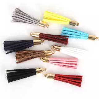 Mamumu Multi Color/35mm 10pcs/Suede Tassel/ Gold Caps/DIY/ Charms/Leather Tassels/Decorative Pendant/ Earring,Phone,Crafts Decoration