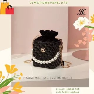 TAS SELEMPANG HAND BAG BUCKET SERUT PESTA MUTIARA MINI WANITA LUCU MURAH IMPORT KOREA JELLY KOTAK KECIL UNIK NAOMI BAG JIMS HONEY