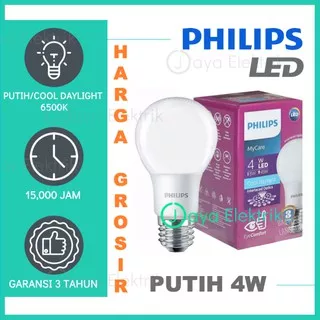 Lampu Philips LED MYCARE 4 Watt Putih / Cool Daylight 6500K (4W 4 W 4Watt) - Lampu LED Bulb Philips