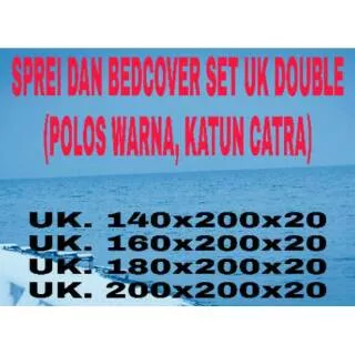 Sprei dan bedcover set polos warna dan katun catra uk 140,160, 180, 200x200x20