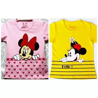 RESTOK KAOS ANAK PEREMPUAN MINNIE  PITA POLKA, MINNIE KEDIP, MINNIE LOVE Sz 1-10