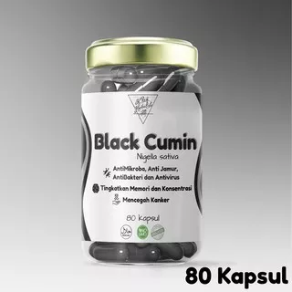 BLACK CUMIN CAPSULES - KAPSUL JINTAN HITAM UNTUK MENINGKATKAN DAYA PIKIR - Isi 80 - Botol Kaca - Suplemen makanan paling dicintai dari The Little Herbalist
