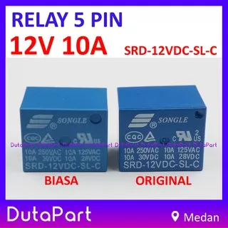 Relay 12V 10A ORIGINAL SONGLE SRD-12VDC-SL-C 5 PIN Kaki 5P