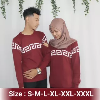 Sweater Couple Pasangan S M L XL XXL XXXL 4XL LABIRIN Maroon Baju Couple Sweter Rajut Pria JUMBO