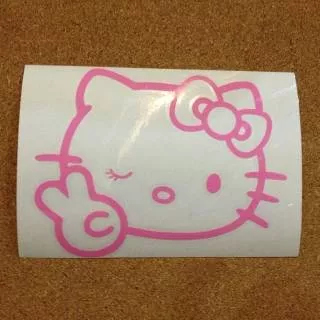 Stiker Decal Hello Kitty versi Outline cocok untuk Mobil Motor Helm Laptop dll