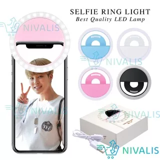 NIVALIS RINGLIGHT SELFIE LED LAMPU SELFIE KAMERA CAMERA HP BULAT CAS LAMPU SELFIE FLASH CHARM EYES UNIVERSAL