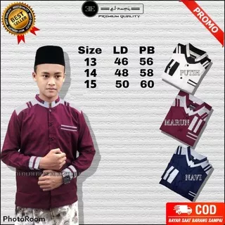 Baju Koko Anak Usia 5-11 Tahun Pakaian Muslim Anak Laki Laki Atasan Lengan Panjang Baju Kemeja Koko Polos Murah Setelan Anak SD SMP Terlaris Original Elrumi Baju Koko Wadimor Baju Koko Ammu