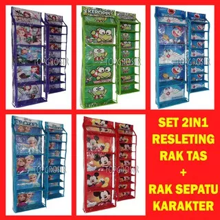 SET 2IN1 RAK SEPATU RAK TAS RESLETING KARAKTER Z0101A