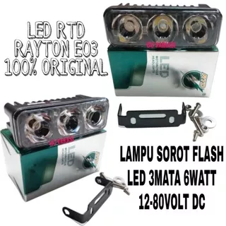 ORIGINAL LED RTD RAYTON E03 TEMBAK SOROT 3MATA BISA FLASH MOTOR UNIVERSAL/LAMPU TEMBAK SOROT LED CREE 3 MATA RTD E03 12V-80V 6W 2 MODE BISA FLASH/LAMPU SOROT TEMBAK LED RTD 3 MATA RAYTON E03 ORIGINAL RTD/(RTD)LAMPU TEMBAK FLASH LED 3MATA  UNIVERSAL MOTOR