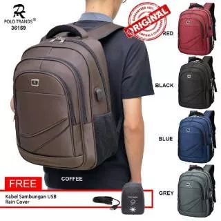 Tas Polo Trands Original Import Multifungsi Ransel Kerja Kantor Tas Punggung Pria Wanita Tas Laptop