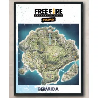 VCR% Free Fire FF Peta Bermuda Map Poster HD Booyah Ukuran A3 Hanya Saat ini