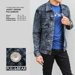 Jacket Jaket Denim Pull&Bear Dark Grey & Black Vintage