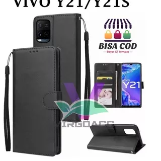 Bagus - LEATHER CASE FLIP UNTUK VIVO Y21/Y21S-FLIP COVER KULIT SARUNG BUKU DOMPET-CASING WALLET LEAT