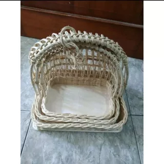 KERANJANG PARCEL ROTAN 1 SET ISI 3 MODEL AYUNAN KOTAK/KERANJANG BUAH/KERANJANG HANTARAN/KERANJANG SESERAHAN/KERANJANG PARCEL HARI RAYA/KERANJANG MAKANAN/MAKE UP MURAH