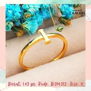 PERHIASAN RING CINCIN EMAS FASHION MOTIF HURUF I 16K - Huruf I