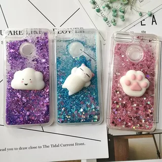 3D Squishy Cat Case OPPO A95 A16 A54 A74 A15 A15s A33 A53 A52 A92 A91 A31 A9 A5 2020 A7 A5s A12 A11k A3s A83 A57 A39 A37 A71 Quicksand Glitter Soft Rubber Cover