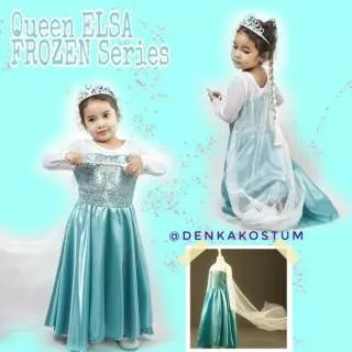 Baju Kostum Anak Princess Elsa Satin Gaun Dress Pesta Ulang Tahun_Denka Costume