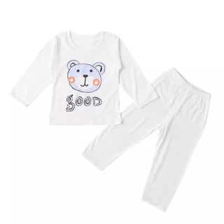 BABYSICAL 1 - 5 Tahun / Setelan Baju Anak Oblong Piyama Panjang Babies Clothes - Beruang Biru