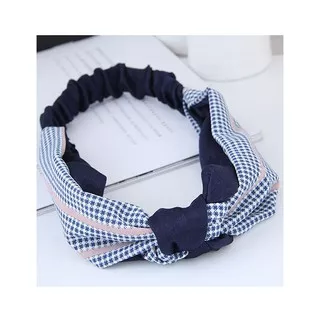 LRC Bando Sweet Grid Pattern Decorated Wide Hair Band