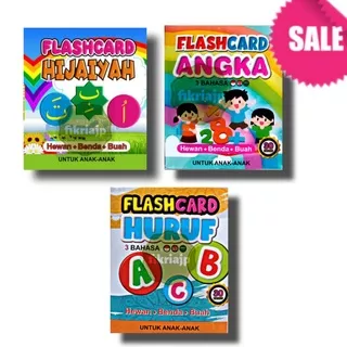 Flash card Mainan Anak Huruf Angka Hijaiyah 3 Bahasa - Bolak balik Sinduraya