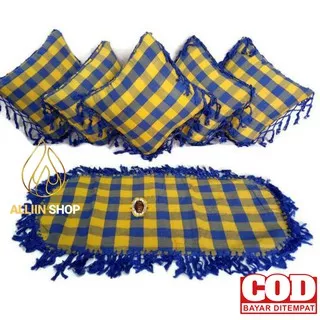 SARUNG BANTAL KURSI UKURAN 40cm x 40cm + TAPLAK MEJA TAMU BAHAN TENUN RUMBAI BAYAR DITEMPAT COD