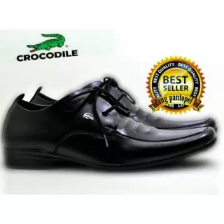 [ CROCODILE ] HITAM | Sepatu Pantofel Santai Casual Kerja Kuliah Pria/Cowok/Men- Laces -D