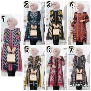 TENUN TUNIK # TUNIK TENUN TROSO ORI ATASAN BAJU KERJA  CANTIK MURAH ELEGAN ATASAN WANITA TUNIK CARDIGAN MOTIF TERBARU LENGAN PANJANG BAWAH RAWIS