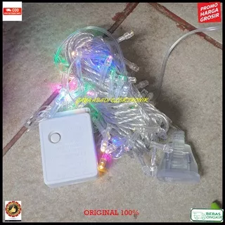 ORIGINAL LAMPU NATAL LED 10 METER DISCO LIGHT WARNA WARNI LAMP HIAS DEKORASI KELAP KELIP G512  -Lampu natal LED panjang 10 meter 7 warna - Kabel Transparan - Kerlap Kerlip - Biasa digunakan untuk dekorasi Pohon Natal / Christmas - Cocok untuk dekorasi Rum