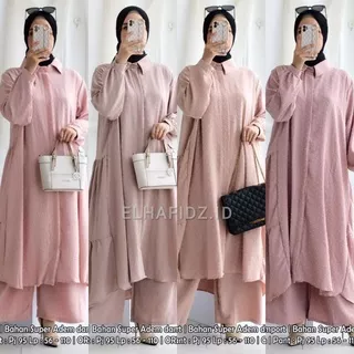 Hijab Sisters Syifa One Set Jumbo Crinkle Ruby Premium Motif Polos / Setelan Muslim Wanita LD 115 / Long Tunik Busui