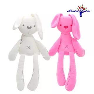 Boneka Kelinci Plush Warna Beige untuk Anak Putih dan Pink Boneka Lembut Lucu Rabbit Doll Bunny Kelinci