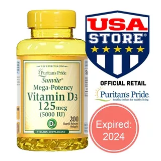 Puritan Vitamin D3 5000 IU 125 mcg 100 & 200 softgels Immune System Puritan`s Pride D-3